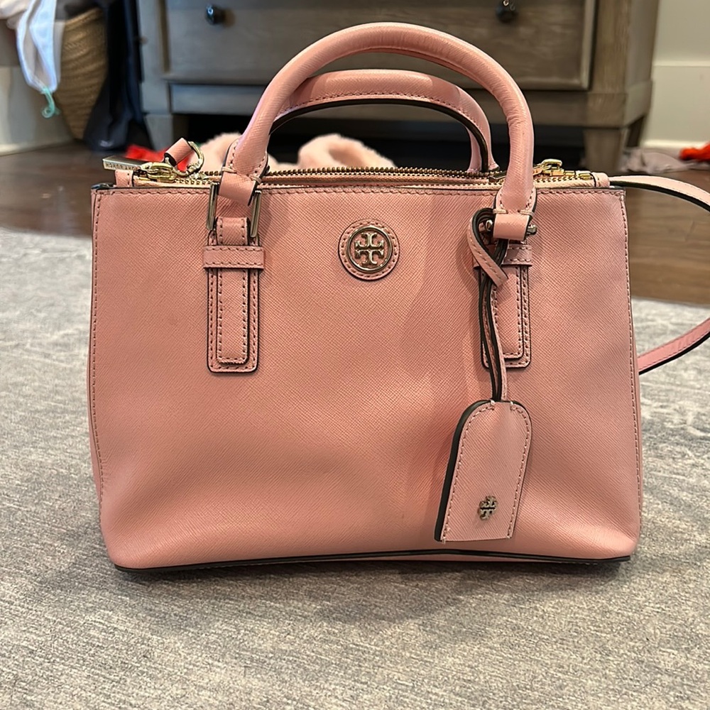 Tory Burch pink top handle bag with strap
